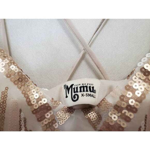 Show Me Your MuMu Revolve Criss Cross Applesauce Geometric Sequin Mini Dress - Picture 4 of 7